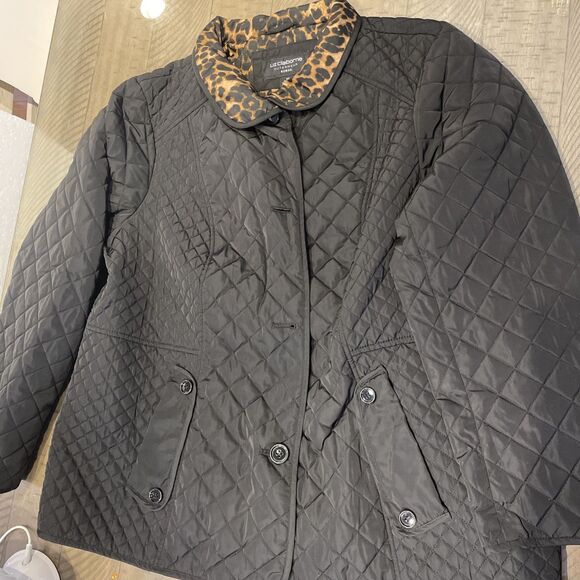 Liz Claiborne Jackets & Blazers - Liz Claiborne Quilted Jacket coat Womens 2x Black Animal Print